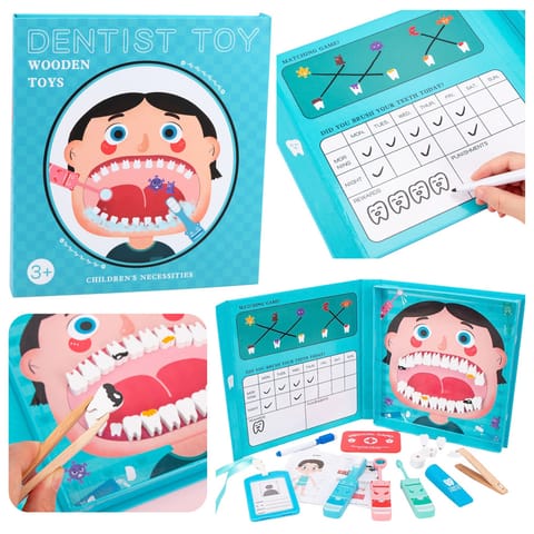 ⁨Drewniany Zestaw Małego Dentysty Książka Magnetyczna Zęby Narzędzia⁩ w sklepie Wasserman.eu