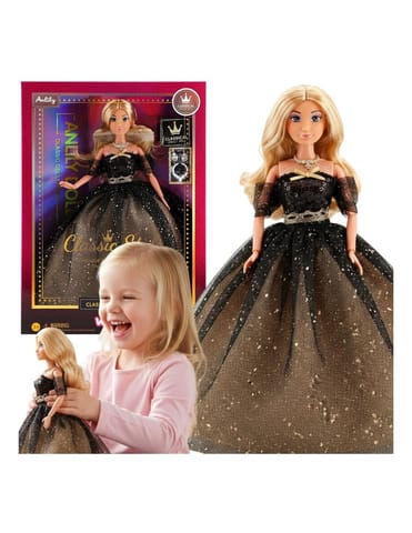 ⁨WOOPIE ROYAL Lalka Lily 30 cm Długie Blond Włosy Czarna Suknia Balowa⁩ w sklepie Wasserman.eu