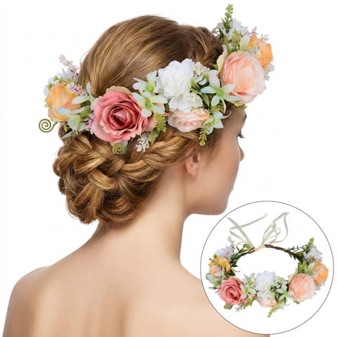 ⁨Wianek, opaska do włosów z kwiatów, delikatny wianuszek BOHO W99⁩ w sklepie Wasserman.eu