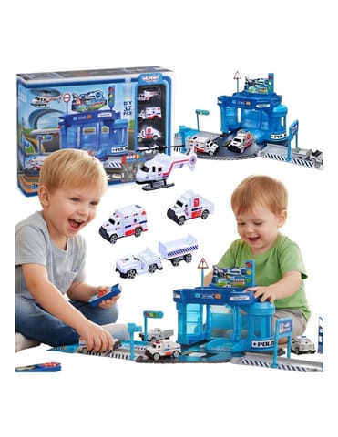 ⁨WOOPIE Zestaw Tematyczny Posterunek Policji na Lotnisku z Autami i Helikopterem 37el.⁩ w sklepie Wasserman.eu