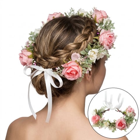 ⁨Wianek, opaska do włosów z kwiatów, delikatny wianuszek BOHO W95⁩ w sklepie Wasserman.eu
