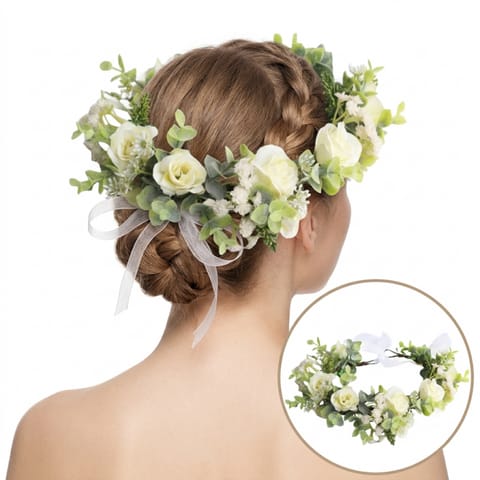 ⁨Wianek, opaska do włosów z kwiatów, delikatny wianuszek BOHO W96⁩ w sklepie Wasserman.eu