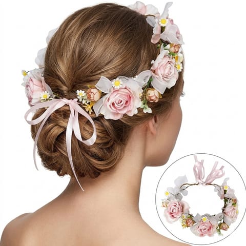 ⁨Wianek, opaska do włosów z kwiatów, delikatny wianuszek BOHO W114⁩ w sklepie Wasserman.eu