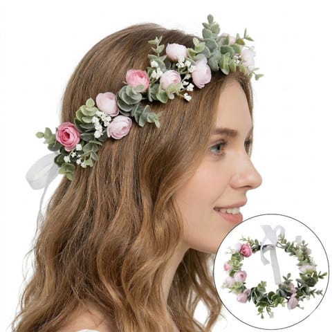 ⁨Wianek, opaska do włosów z kwiatów, delikatny wianuszek BOHO W84⁩ w sklepie Wasserman.eu