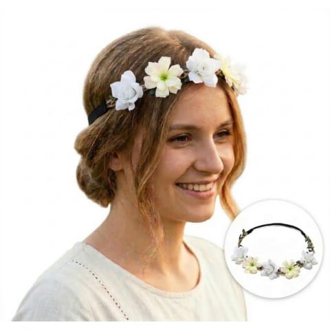 ⁨Wianek, opaska do włosów z kwiatów, delikatny wianuszek BOHO W78B⁩ w sklepie Wasserman.eu