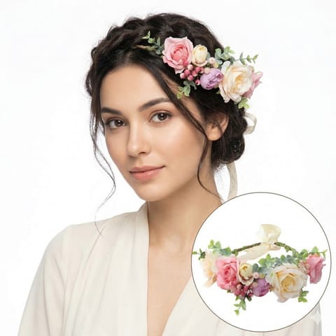 ⁨Wianek, opaska do włosów z kwiatów, delikatny wianuszek BOHO W92⁩ w sklepie Wasserman.eu