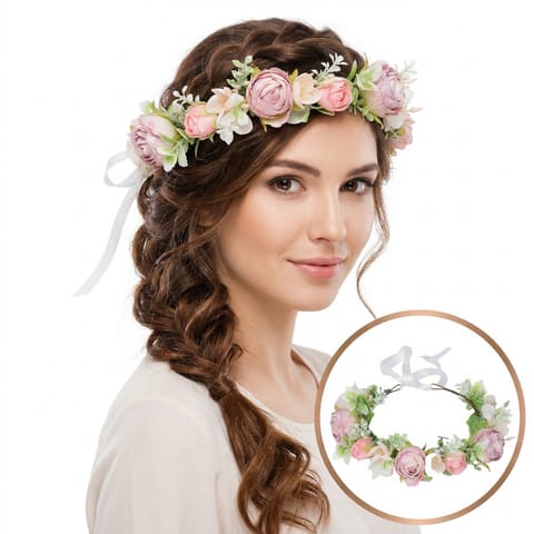 ⁨Wianek, opaska do włosów z kwiatów, delikatny wianuszek BOHO W103⁩ w sklepie Wasserman.eu