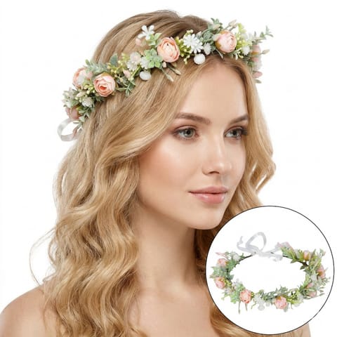 ⁨Wianek, opaska do włosów z kwiatów, delikatny wianuszek BOHO W104⁩ w sklepie Wasserman.eu