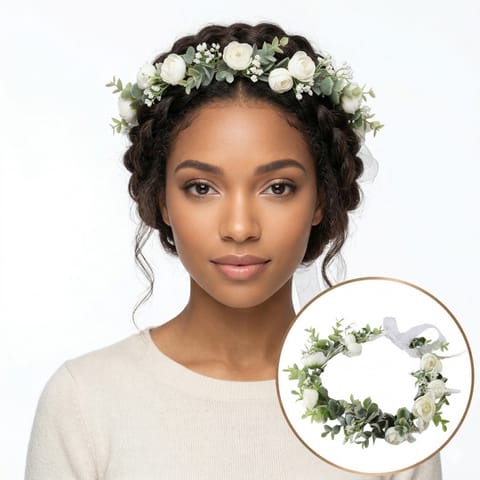 ⁨Wianek, opaska do włosów z kwiatów, delikatny wianuszek BOHO W83⁩ w sklepie Wasserman.eu