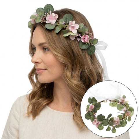 ⁨Wianek, opaska do włosów z kwiatów, delikatny wianuszek BOHO W86⁩ w sklepie Wasserman.eu