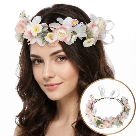 ⁨Wianek, opaska do włosów z kwiatów, delikatny wianuszek BOHO W113⁩ w sklepie Wasserman.eu