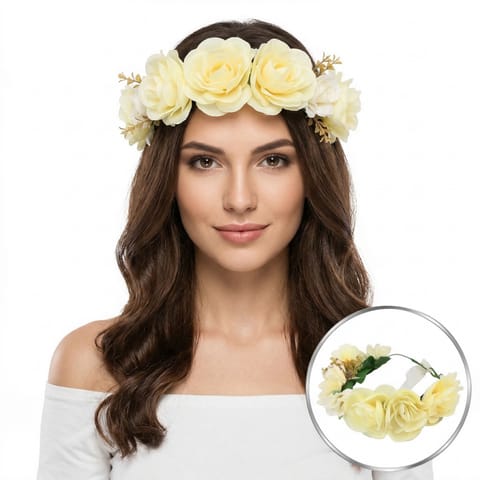 ⁨Wianek, opaska do włosów z kwiatów, delikatny wianuszek BOHO W1B⁩ w sklepie Wasserman.eu