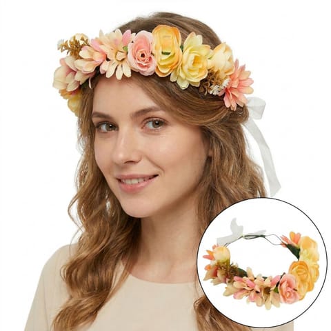 ⁨Wianek, opaska do włosów z kwiatów, delikatny wianuszek BOHO W1K⁩ w sklepie Wasserman.eu