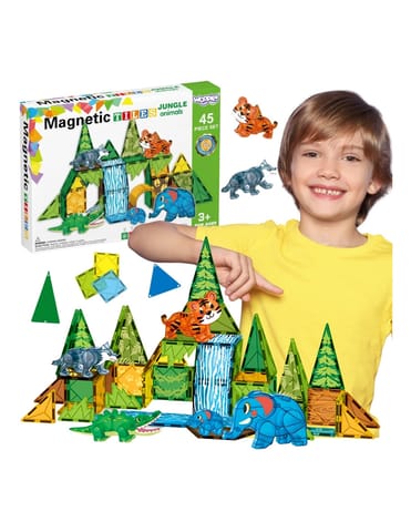 ⁨WOOPIE Klocki Magnetyczne Konstrukcyjne 3D Zestaw Edukacyjny Zwierzęta Dżungli 45el.⁩ w sklepie Wasserman.eu