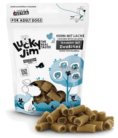 ⁨Lucky Jim DuoBities Kurczak i łosoś 70g⁩ w sklepie Wasserman.eu