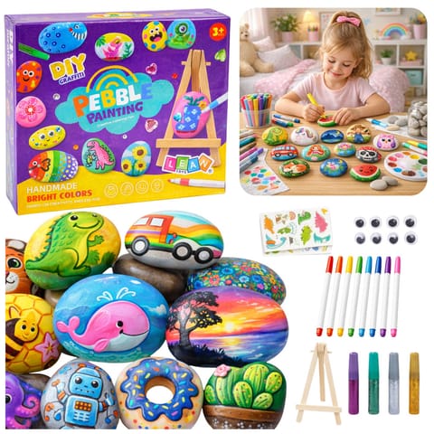 ⁨Zestaw Kreatywny DIY Malowanie Kamieni Pisaki Kleje Brokatowe⁩ w sklepie Wasserman.eu
