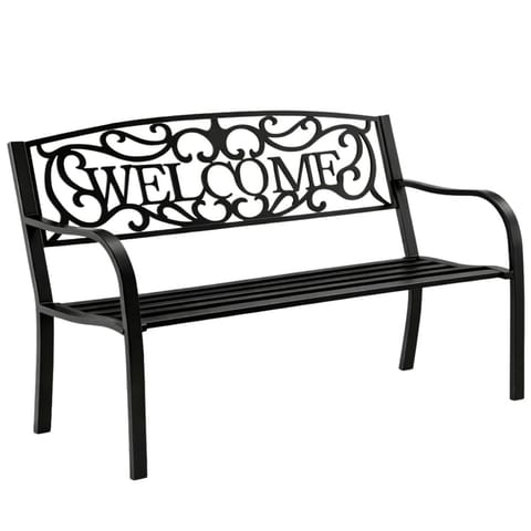 ⁨Ławka Ogrodowa Taras Ogród Park Metalowa Oparcie WELCOME Czarna 127 cm⁩ w sklepie Wasserman.eu