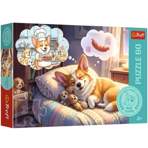 ⁨Puzzle - 60 - Corgi w krainie snów - Trefl 17434⁩ w sklepie Wasserman.eu