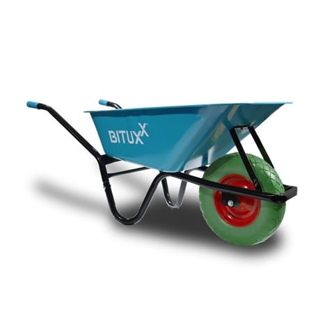 ⁨Taczka ogrodowa niebieska z zielonym kołem PU⁩ w sklepie Wasserman.eu