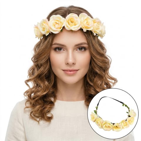 ⁨Wianek, opaska do włosów z kwiatów, delikatny wianuszek BOHO W43K⁩ w sklepie Wasserman.eu