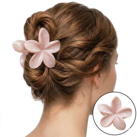 ⁨Spinka do włosów klamra XL kwiat, marmurek jasny róż 7,5 x 8cm SP406⁩ w sklepie Wasserman.eu