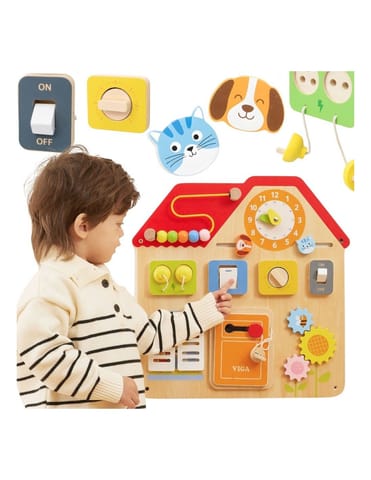 ⁨VIGA Drewniana Tablica Manipulacyjna Domek Odkrywania i Nauki⁩ w sklepie Wasserman.eu
