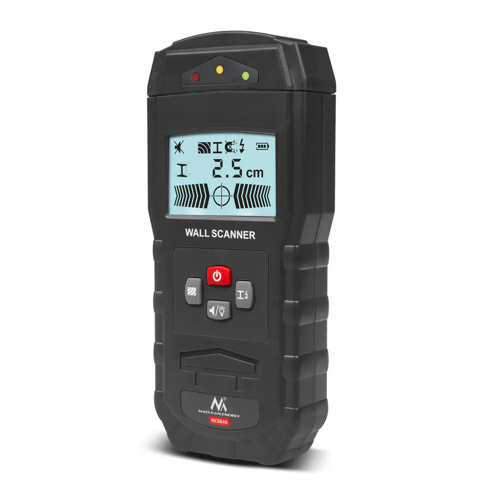 ⁨Detektor wykrywacz kabli Maclean, do przewodów/drewna/metalu w ścianach, etui i bateria w zestawie, MCE640⁩ w sklepie Wasserman.eu