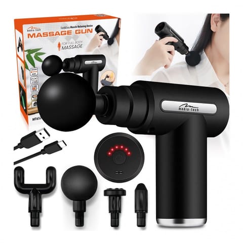 ⁨Pistolet do masażu (4 głowice) MASSAGE GUN MT6521⁩ w sklepie Wasserman.eu