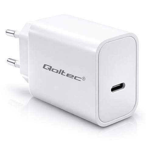 ⁨Qoltec Ładowarka Super Quick PD |  USB-C | 20W | 5-12V | 1.67-3A | Biała⁩ w sklepie Wasserman.eu