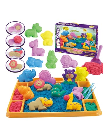 ⁨WOOPIE Piasek Kinetyczny 1,2 kg Zestaw XL ZOO Stolik z Foremkami⁩ w sklepie Wasserman.eu