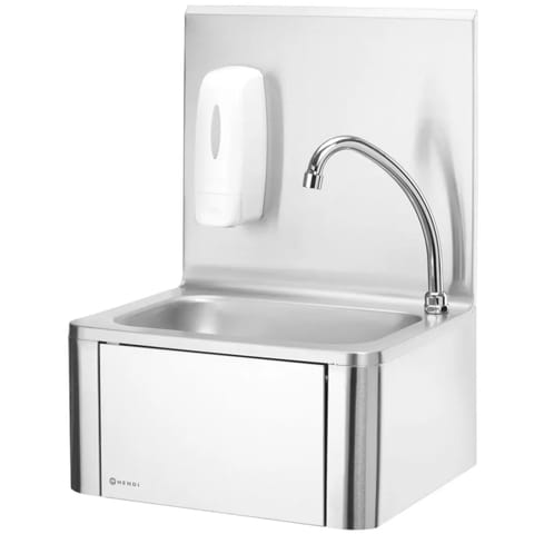 ⁨Umywalka zlewozmywak do rąk bezdotykowy kolanowy ze stali nierdzewnej - Hendi 810309⁩ w sklepie Wasserman.eu