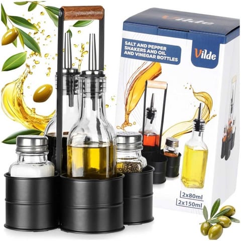 ⁨BUTELKI SZKLANE DO OLIWY OCTU 2x 250ml PRZYPRAWNIKI W STOJAKU 229276⁩ w sklepie Wasserman.eu