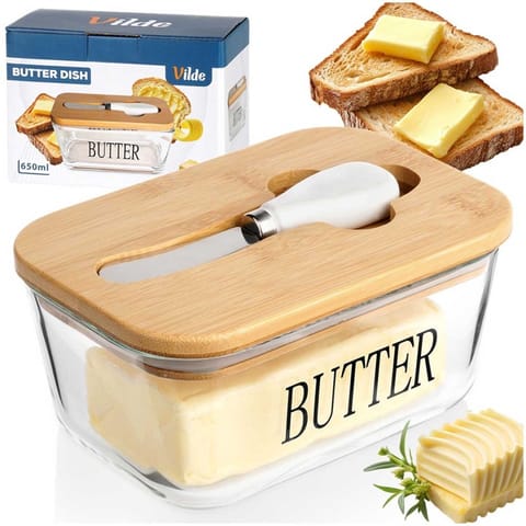 ⁨MASELNICZKA SZKLANA Z NOŻYKIEM I BAMBUSOWĄ POKRYWĄ 139475⁩ w sklepie Wasserman.eu