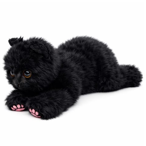 ⁨Pluszowa Maskotka Przytulanka Kotek Leżący Czarny 38 cm⁩ w sklepie Wasserman.eu