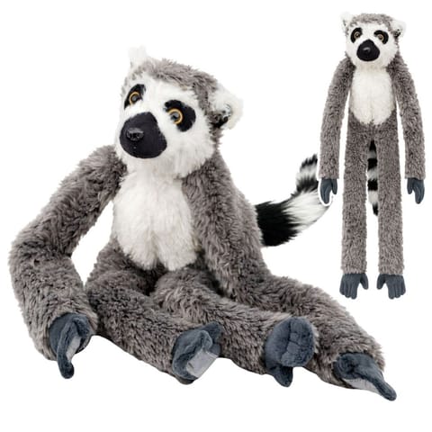 ⁨Pluszowa Maskotka Przytulanka Lemur Z Rzepami Do Zawieszenia Szary 35cm⁩ w sklepie Wasserman.eu