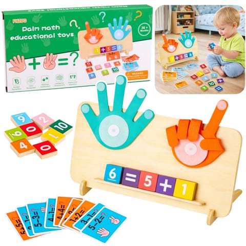 ⁨Drewniana Układanka Matematyczna Nauka Liczenia na Palcach Działania Karty⁩ w sklepie Wasserman.eu