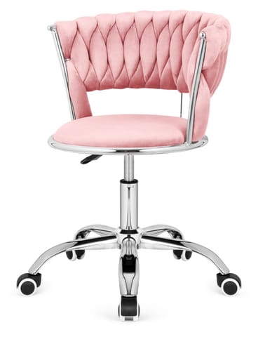⁨Krzesło obrotowe warkocz TRECCIA OFFICE PINK VELVET⁩ w sklepie Wasserman.eu