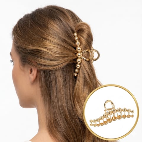 ⁨Spinka do włosów klamra kulki złote XL 11cm SP257⁩ w sklepie Wasserman.eu