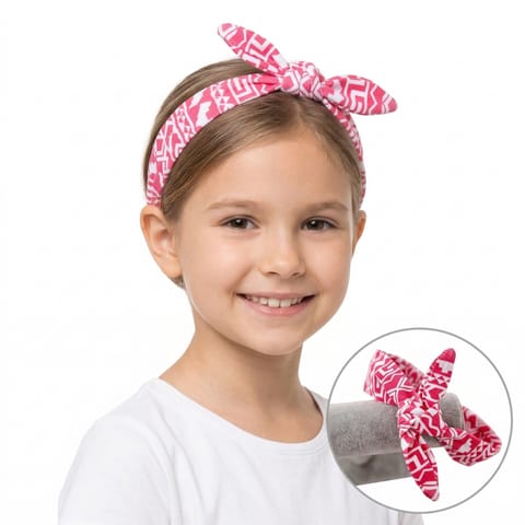 ⁨Opaska dziecięca wiązana różowa geometryczne wzory O20W77⁩ w sklepie Wasserman.eu