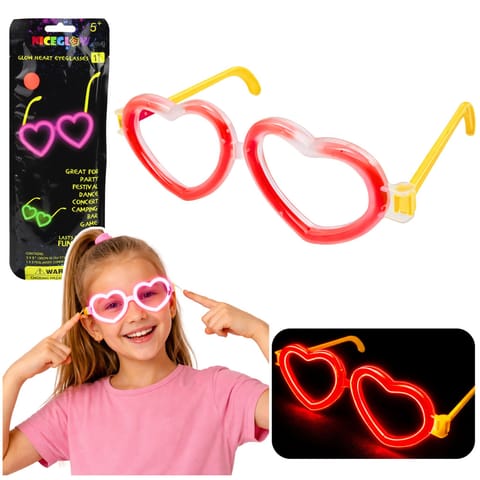 ⁨Okulary Fluorescencyjne Serca Świecące W Ciemności Stick Neon Czerwone⁩ w sklepie Wasserman.eu
