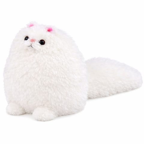 ⁨Pluszowa Maskotka Przytulanka Duży Kot Z Długim Ogonem Biały 30 x 30 cm⁩ w sklepie Wasserman.eu
