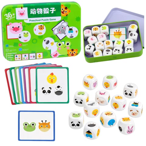 ⁨Gra Edukacyjna Dla Dzieci Dopasuj Zwierzątka Kostki Drewniane Karty⁩ w sklepie Wasserman.eu