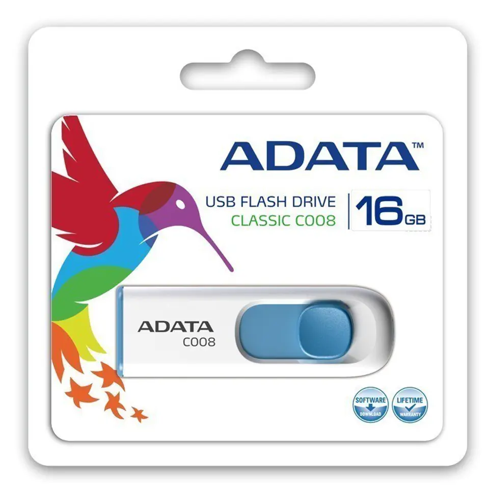 ⁨ADATA C008 USB flash drive 16 GB USB Type-A 2.0 Blue, White⁩ at Wasserman.eu