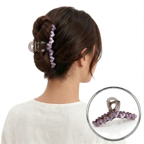 ⁨Spinka klamra do włosów z serduszkami XL 13x6 cm fioletowa SP352FIO⁩ w sklepie Wasserman.eu