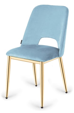 ⁨Krzesło tapicerowane GOTI LIGHT BLUE VELVET GOLD⁩ w sklepie Wasserman.eu