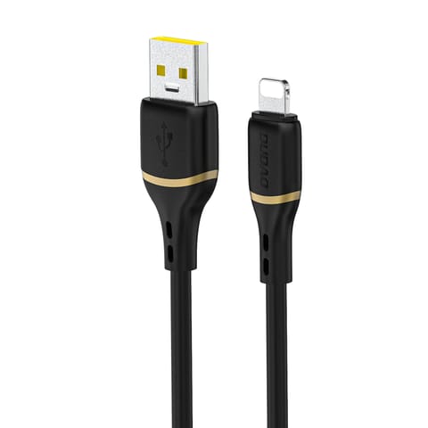 ⁨Kabel przewód z oplotem z miękkiego silikonu USB-A - iPhone Lightning 30W 1m - czarny⁩ w sklepie Wasserman.eu