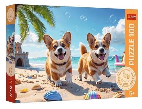 ⁨Puzzle 100 Corgi Rodzina Treflików TREFL⁩ w sklepie Wasserman.eu