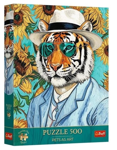 ⁨Puzzle 500 Premium Plus Pan Tygrys i Słoneczniki⁩ w sklepie Wasserman.eu