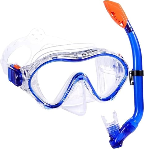 ⁨Zestaw do nurkowania: maska + fajka Spokey CELEBES (kolor Biały. Niebieski, rozmiar N/A)⁩ w sklepie Wasserman.eu