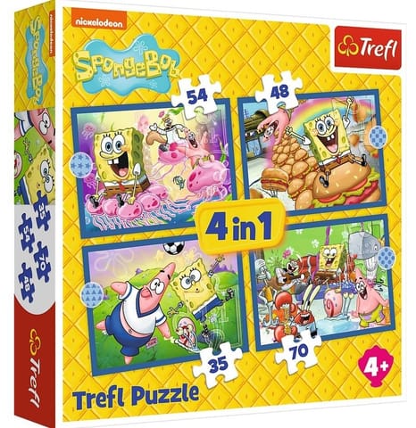 ⁨Puzzle 4w1 Podwodne życie SpongeBoba TREFL⁩ w sklepie Wasserman.eu